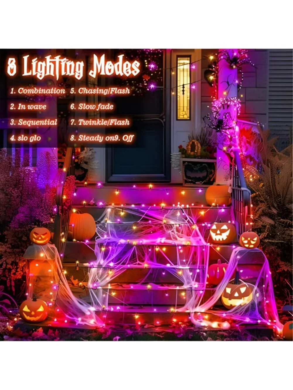 Halloween Lights String Total 100LED Battery Operated Outdoor 8 Modes with